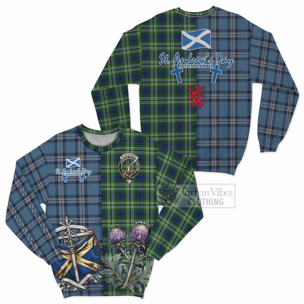 Blackadder Tartan Sweatshirt Happy St. Andrew's Day Half Tartan Style Unisex - Tartan Vibes Clothing