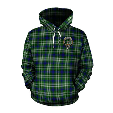 Blackadder Tartan Cotton Hoodie with Family Crest and Bearded Skull Holding Bottles of Whiskey Pullover Hoodie XS - Tartan Vibes Clothing