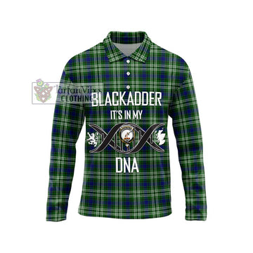 Blackadder Tartan Long Sleeve Polo Shirt with Family Crest DNA In Me Style Unisex - Tartan Vibes Clothing