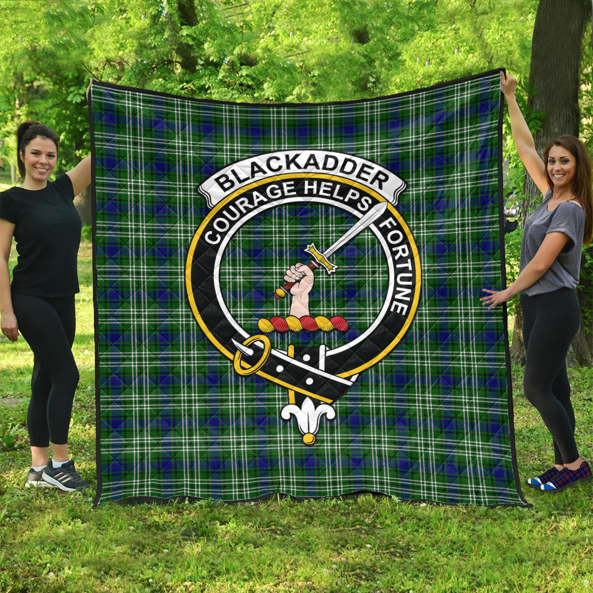 Blackadder Tartan Quilt with Family Crest Super King Quilt 91" x 110" - Tartan Vibes Clothing