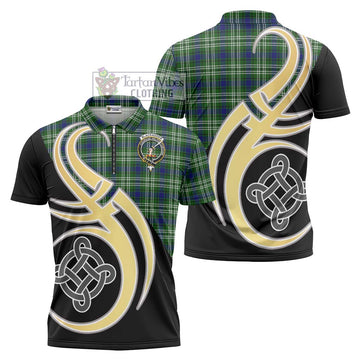 Blackadder Tartan Zipper Polo Shirt with Family Crest and Celtic Symbol Style Unisex - Tartan Vibes Clothing