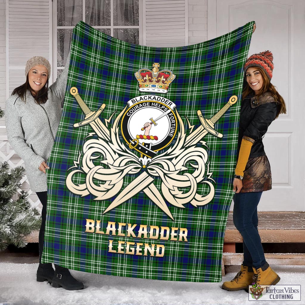 Blackadder Tartan Blanket with Clan Crest and the Golden Sword of Courageous Legacy X-Large 59 x 79 inches 150 x 200 cm - Tartan Vibes Clothing