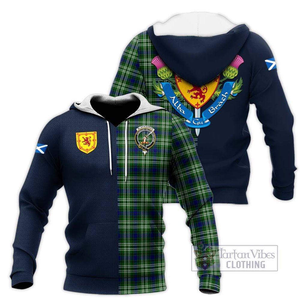 Blackadder Tartan Knitted Hoodie Alba with Scottish Lion Royal Arm Half Style Unisex Knitted Pullover Hoodie - Tartan Vibes Clothing