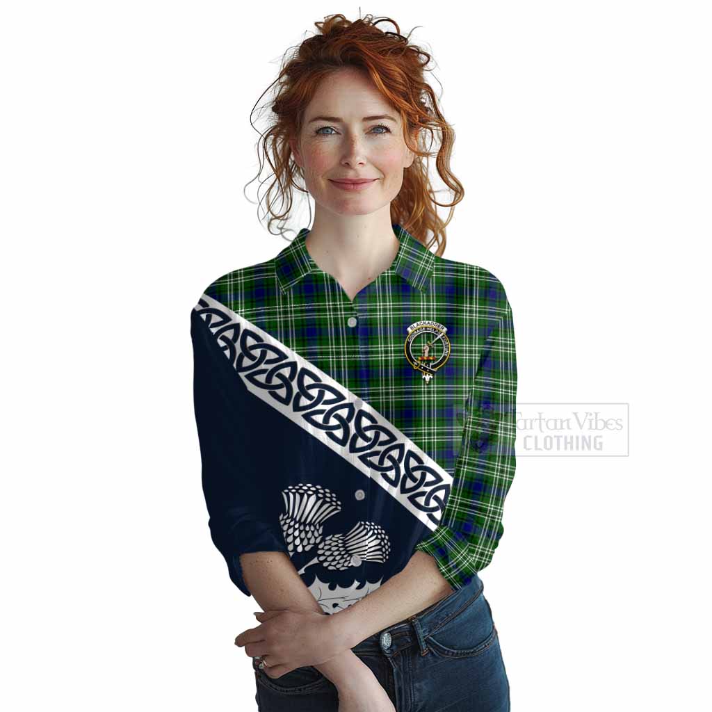Blackadder Tartan Women's Casual Shirt Featuring Thistle and Scotland Map Female - Tartan Vibes Clothing