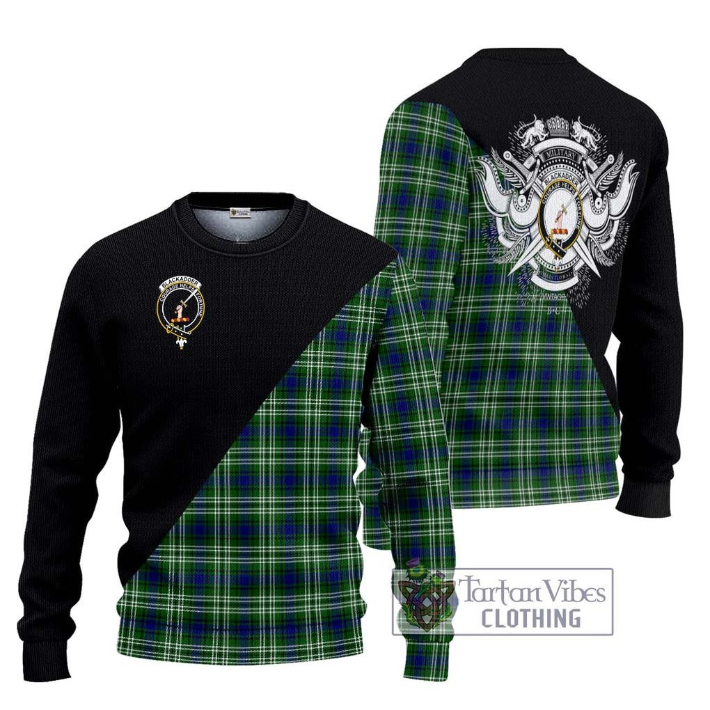 Blackadder Tartan Ugly Sweater with Family Crest and Military Logo Style Unisex - Tartan Vibes Clothing
