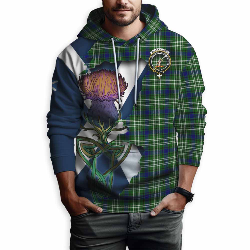 Tartan Vibes Clothing Blackadder Tartan Family Crest Hoodie Scottish Thistle Celtic Inspired