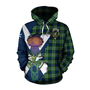 Tartan Vibes Clothing Blackadder Tartan Family Crest Cotton Hoodie Scottish Thistle Celtic Inspired