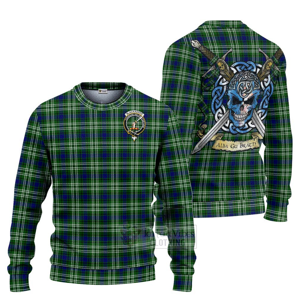 Blackadder Tartan Ugly Sweater with Family Crest Celtic Skull Style Unisex - Tartan Vibes Clothing