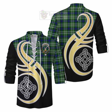 Blackadder Tartan Ghillie Kilt Shirt with Family Crest and Celtic Symbol Style Men - Tartan Vibes Clothing