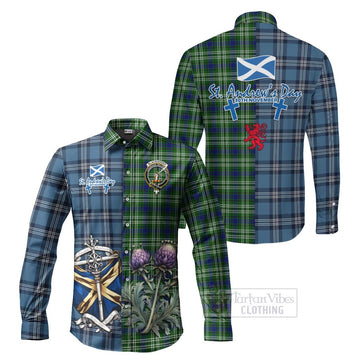 Blackadder Tartan Long Sleeve Button Shirt Happy St. Andrew's Day Half Tartan Style Men's Shirt S - Tartan Vibes Clothing