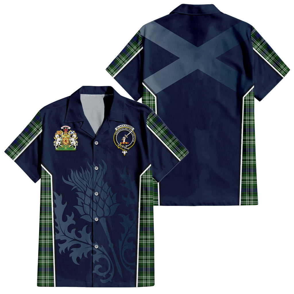 Blackadder Tartan Hawaiian Shirt with Family Crest and Scottish Thistle Vibes Sport Style Kid - Tartan Vibes Clothing