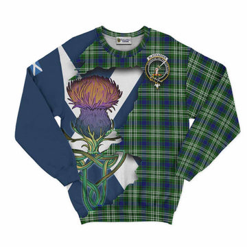Tartan Vibes Clothing Blackadder Tartan Family Crest Sweatshirt Scottish Thistle Celtic Inspired