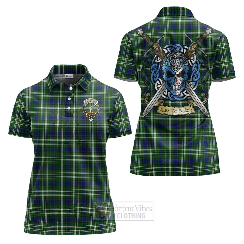 Blackadder Tartan Women's Polo Shirt with Family Crest Celtic Skull Style Women - Tartan Vibes Clothing