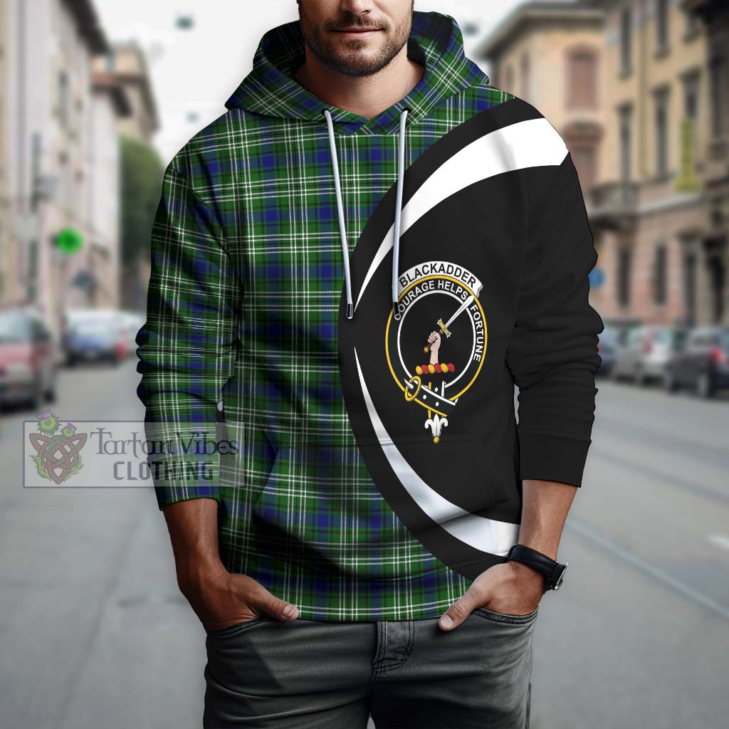 Blackadder Tartan Hoodie with Family Crest Circle Style Zip Hoodie - Tartan Vibes Clothing