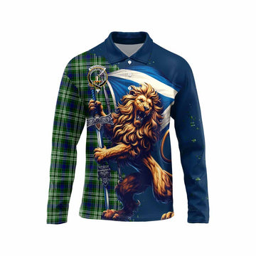 Blackadder Tartan Family Crest Long Sleeve Polo Shirt with Scottish Majestic Lion Unisex - Tartan Vibes Clothing