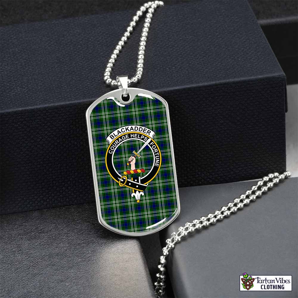 Blackadder Tartan Dog Tag Necklace with Family Crest Silver No - Tartan Vibes Clothing