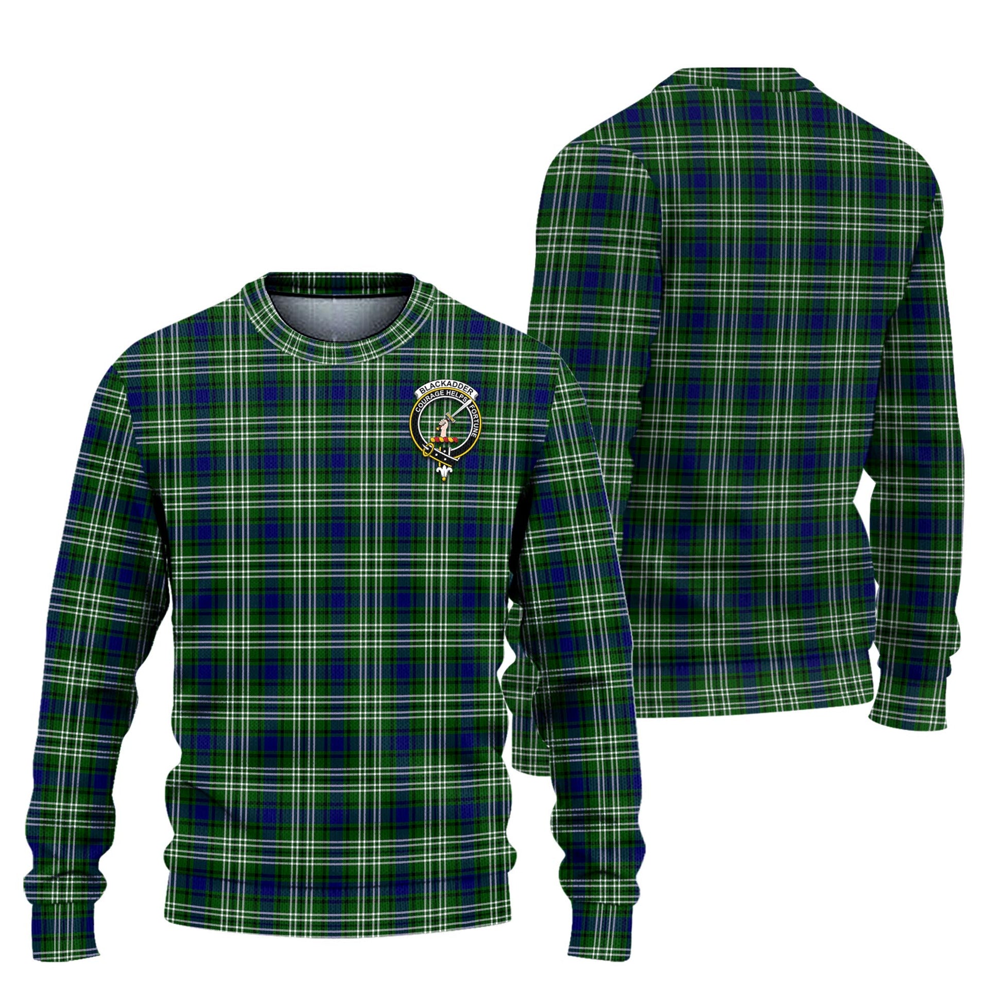 Blackadder Tartan Ugly Sweater with Family Crest Unisex - Tartan Vibes Clothing