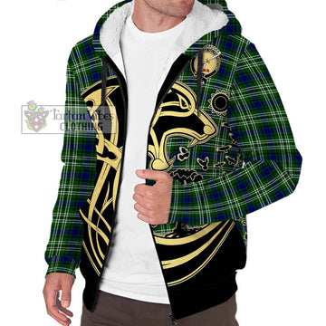 Blackadder Tartan Sherpa Hoodie with Family Crest Celtic Wolf Style Unisex S - Tartan Vibes Clothing