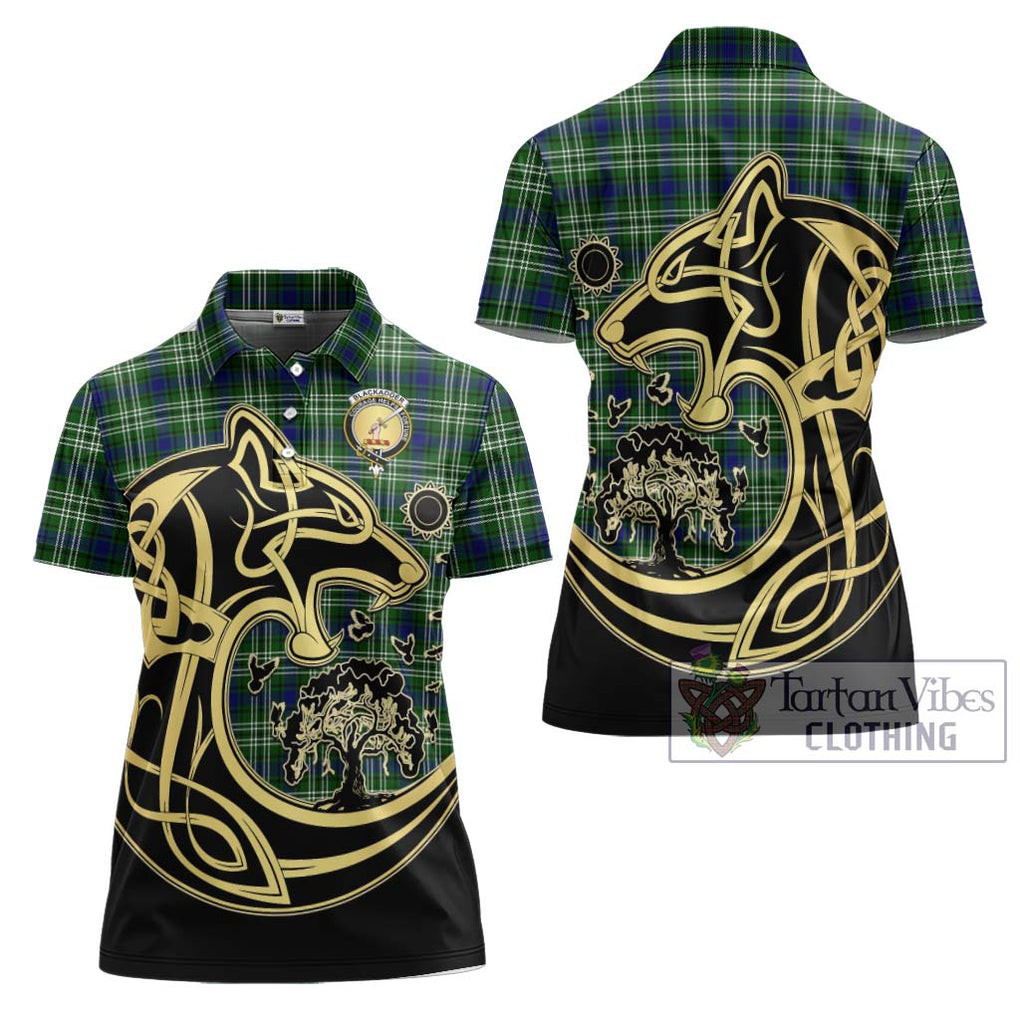 Blackadder Tartan Women's Polo Shirt with Family Crest Celtic Wolf Style Women - Tartan Vibes Clothing