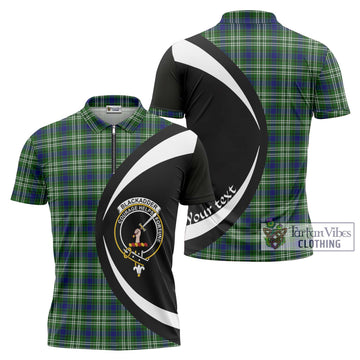 Blackadder Tartan Zipper Polo Shirt with Family Crest Circle Style Unisex - Tartan Vibes Clothing