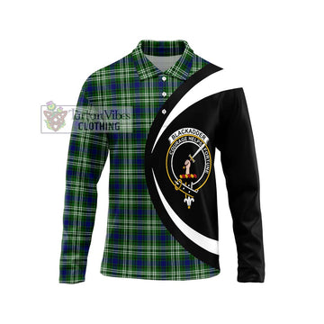 Blackadder Tartan Long Sleeve Polo Shirt with Family Crest Circle Style Unisex - Tartan Vibes Clothing