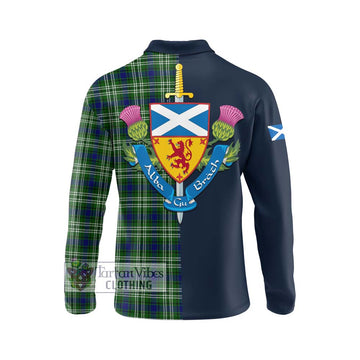 Blackadder Tartan Long Sleeve Polo Shirt Alba with Scottish Lion Royal Arm Half Style - Tartan Vibes Clothing