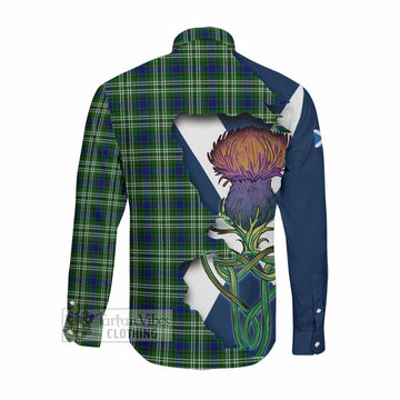 Tartan Vibes Clothing Blackadder Tartan Family Crest Long Sleeve Button Shirt Scottish Thistle Celtic Inspired