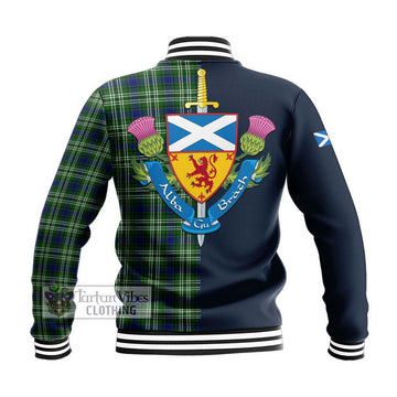 Blackadder Tartan Baseball Jacket Alba with Scottish Lion Royal Arm Half Style - Tartan Vibes Clothing