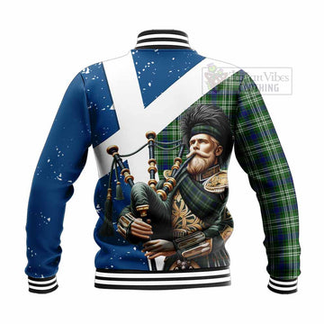 Blackadder Tartan Baseball Jacket with Family Crest Scottish Bagpiper Vibes - Tartan Vibes Clothing