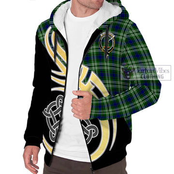 Blackadder Tartan Sherpa Hoodie with Family Crest and Celtic Symbol Style - Tartan Vibes Clothing