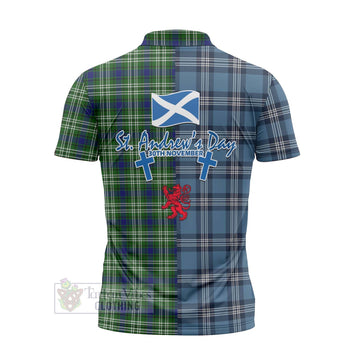 Blackadder Tartan Zipper Polo Shirt Happy St. Andrew's Day Half Tartan Style - Tartan Vibes Clothing