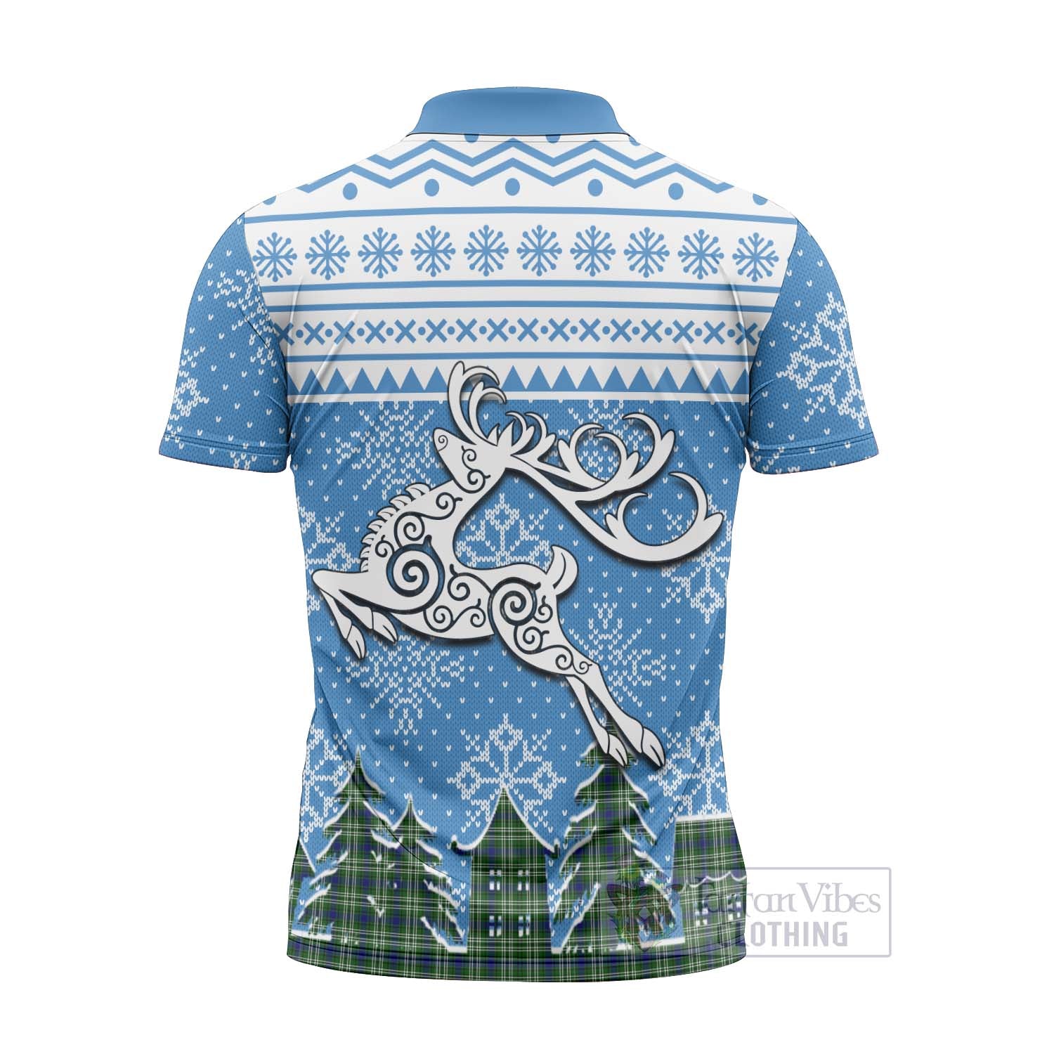 Blackadder Clan Christmas Zipper Polo Shirt Celtic Reindeer Style - Tartan Vibes Clothing