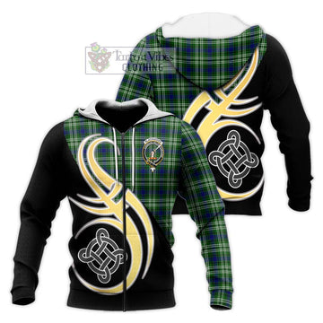 Blackadder Tartan Knitted Hoodie with Family Crest and Celtic Symbol Style Unisex Knitted Zip Hoodie - Tartan Vibes Clothing