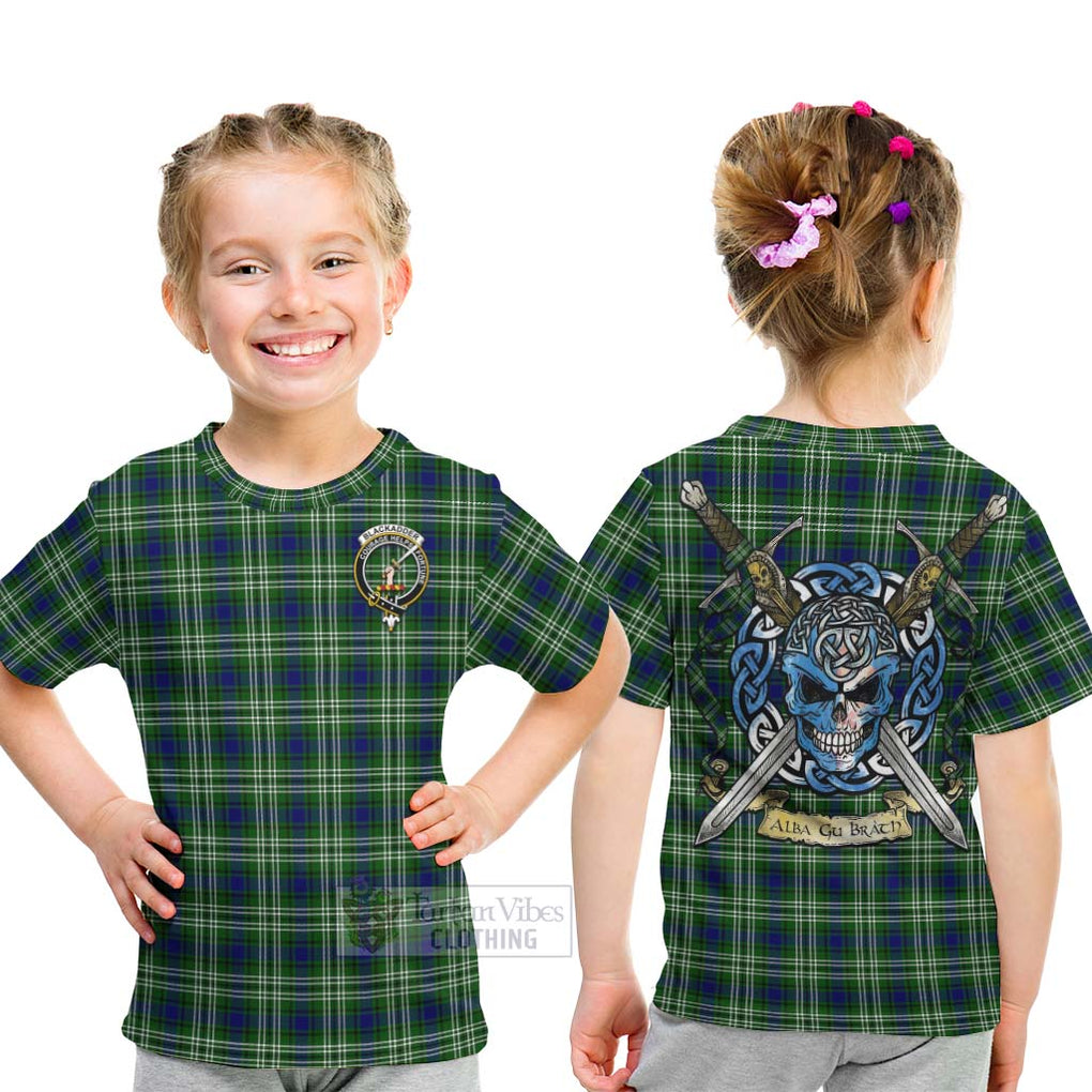 Blackadder Tartan Kid T-Shirt with Family Crest Celtic Skull Style - Tartan Vibes Clothing