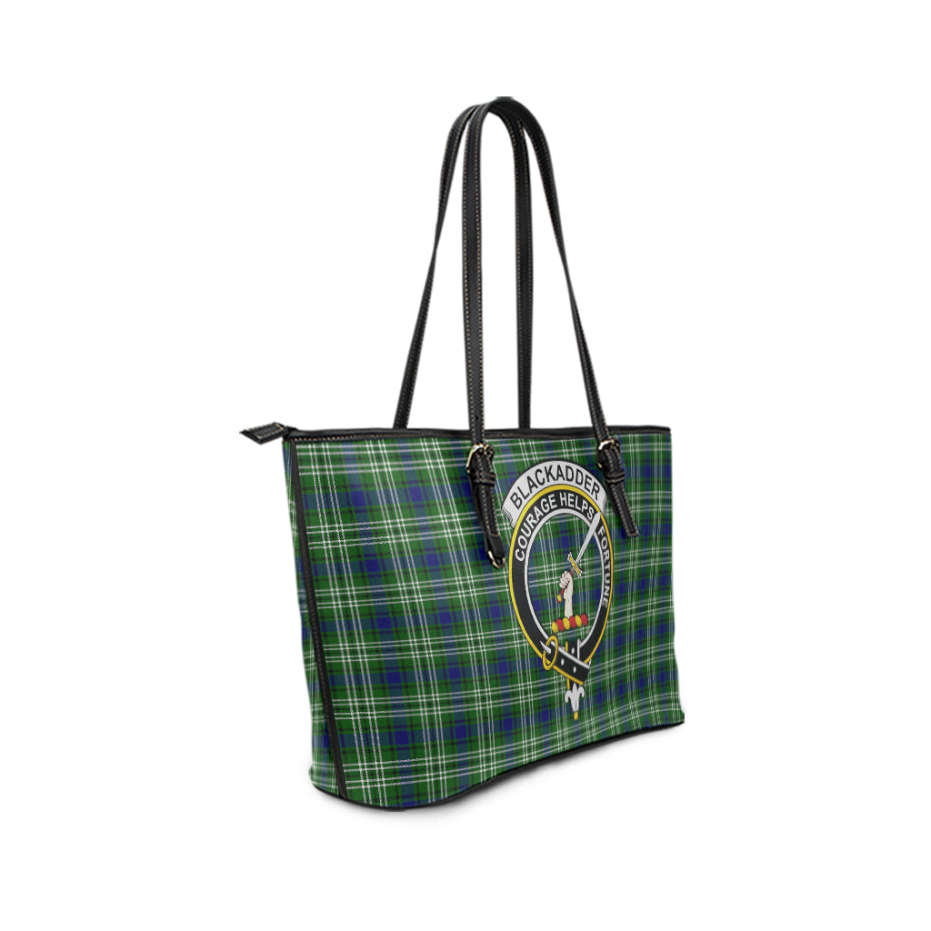 Blackadder Tartan Leather Tote Bag with Family Crest - Tartan Vibes Clothing