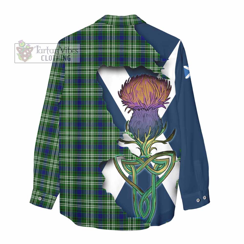 Tartan Vibes Clothing Blackadder Tartan Family Crest Women's Casual Shirt Scottish Thistle Celtic Inspired