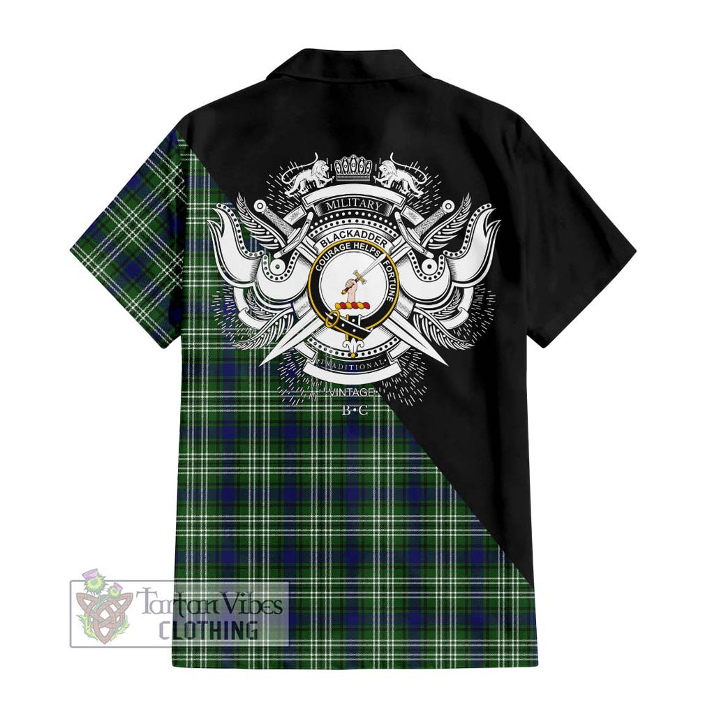 Blackadder Tartan Hawaiian Shirt with Family Crest and Military Logo Style - Tartan Vibes Clothing