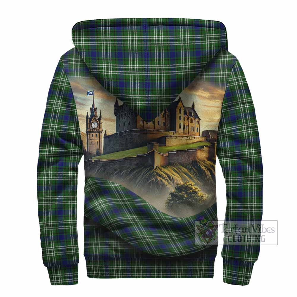 Blackadder Tartan Family Crest Sherpa Hoodie with Scottish Ancient Castle Style - Tartan Vibes Clothing