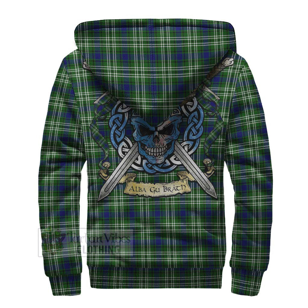 Blackadder Tartan Sherpa Hoodie with Family Crest Celtic Skull Style - Tartan Vibes Clothing