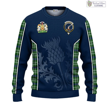 Blackadder Tartan Knitted Sweatshirt with Family Crest and Scottish Thistle Vibes Sport Style - Tartan Vibes Clothing