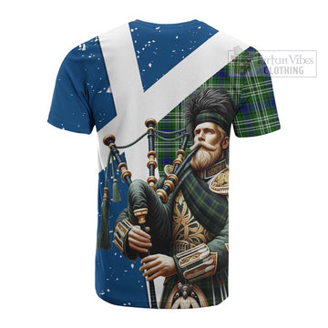 Blackadder Tartan Cotton T-shirt with Family Crest Scottish Bagpiper Vibes - Tartan Vibes Clothing