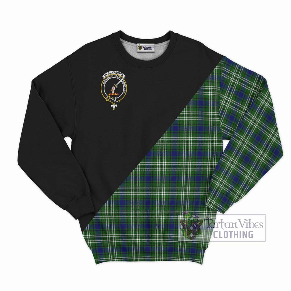 Blackadder Tartan Sweatshirt with Family Crest and Military Logo Style - Tartan Vibes Clothing
