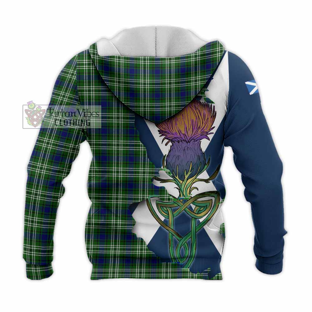 Tartan Vibes Clothing Blackadder Tartan Family Crest Knitted Hoodie Scottish Thistle Celtic Inspired