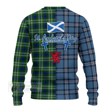 Blackadder Tartan Knitted Sweater Happy St. Andrew's Day Half Tartan Style - Tartan Vibes Clothing