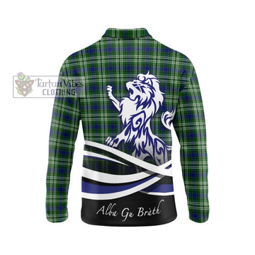 Blackadder Tartan Long Sleeve Polo Shirt with Alba Gu Brath Regal Lion Emblem - Tartan Vibes Clothing