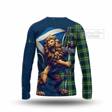 Blackadder Tartan Family Crest Long Sleeve T-Shirt with Scottish Majestic Lion - Tartan Vibes Clothing
