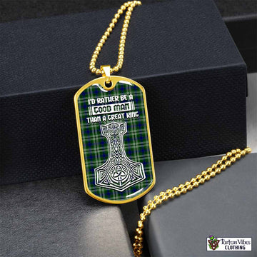 Tartan Vibes Clothing Blackadder Tartan Dog Tag Necklace Viking Mjolnir Style