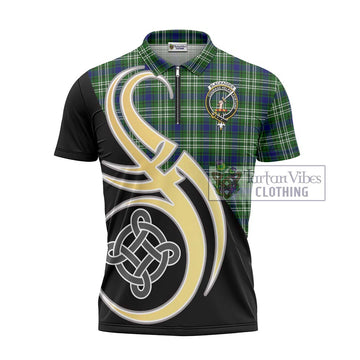 Blackadder Tartan Zipper Polo Shirt with Family Crest and Celtic Symbol Style - Tartan Vibes Clothing