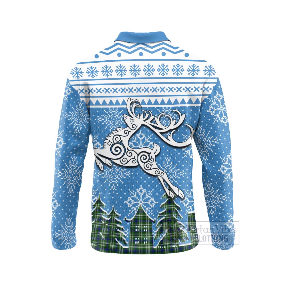 Blackadder Clan Christmas Long Sleeve Polo Shirt Celtic Reindeer Style - Tartan Vibes Clothing