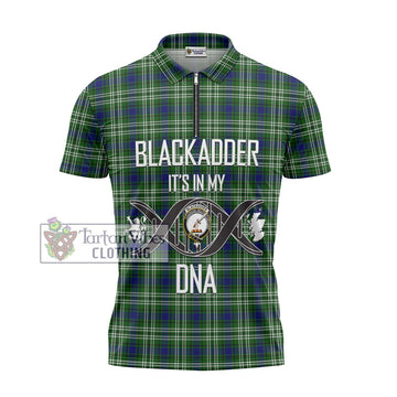 Blackadder Tartan Zipper Polo Shirt with Family Crest DNA In Me Style - Tartan Vibes Clothing